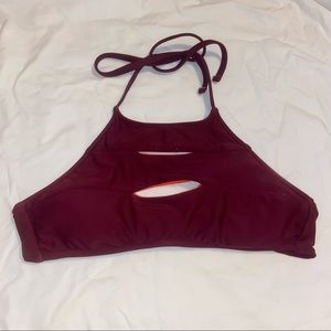 Mossimo High Neck Burgundy Bikini Top Swimsuit